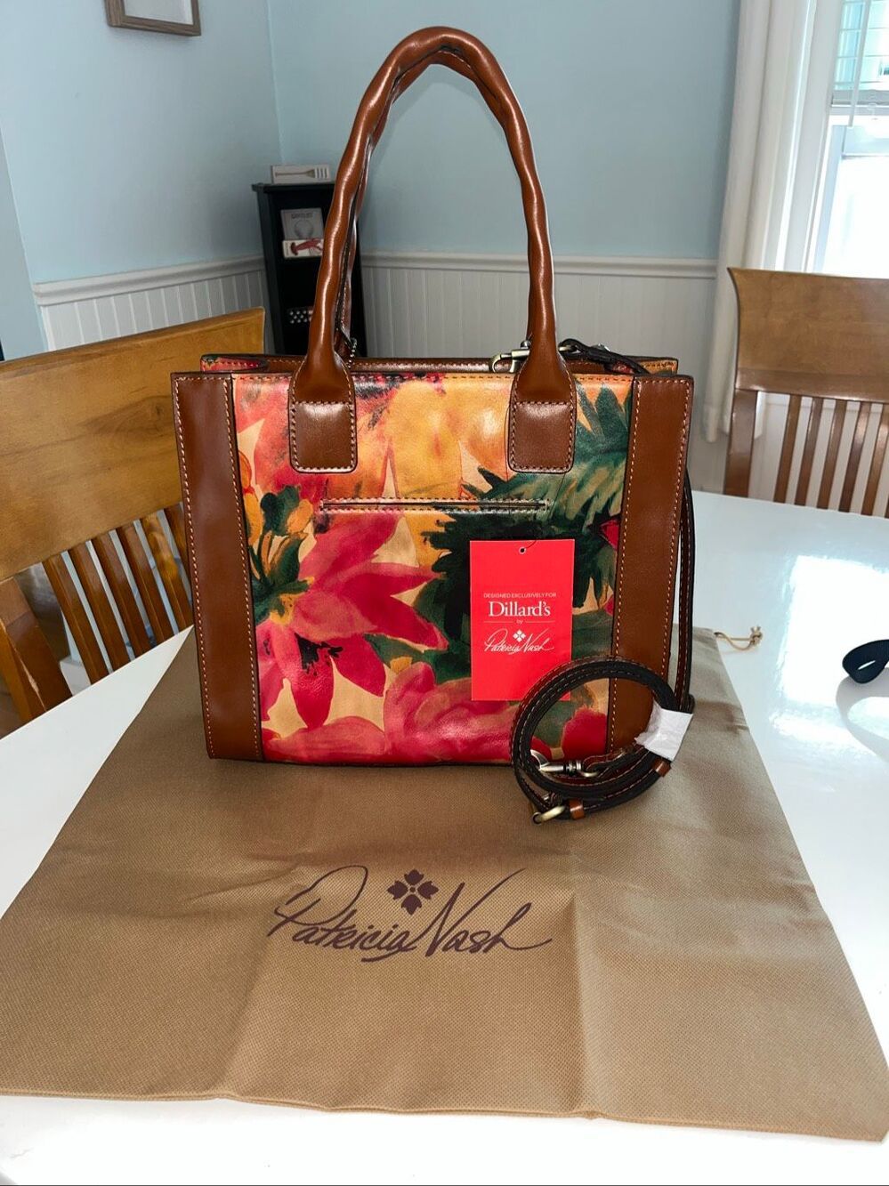 NWT DILLARDS Patricia Nash Spring Multi Curry leather tote bag vibrant floral de - Picture 2 of 7